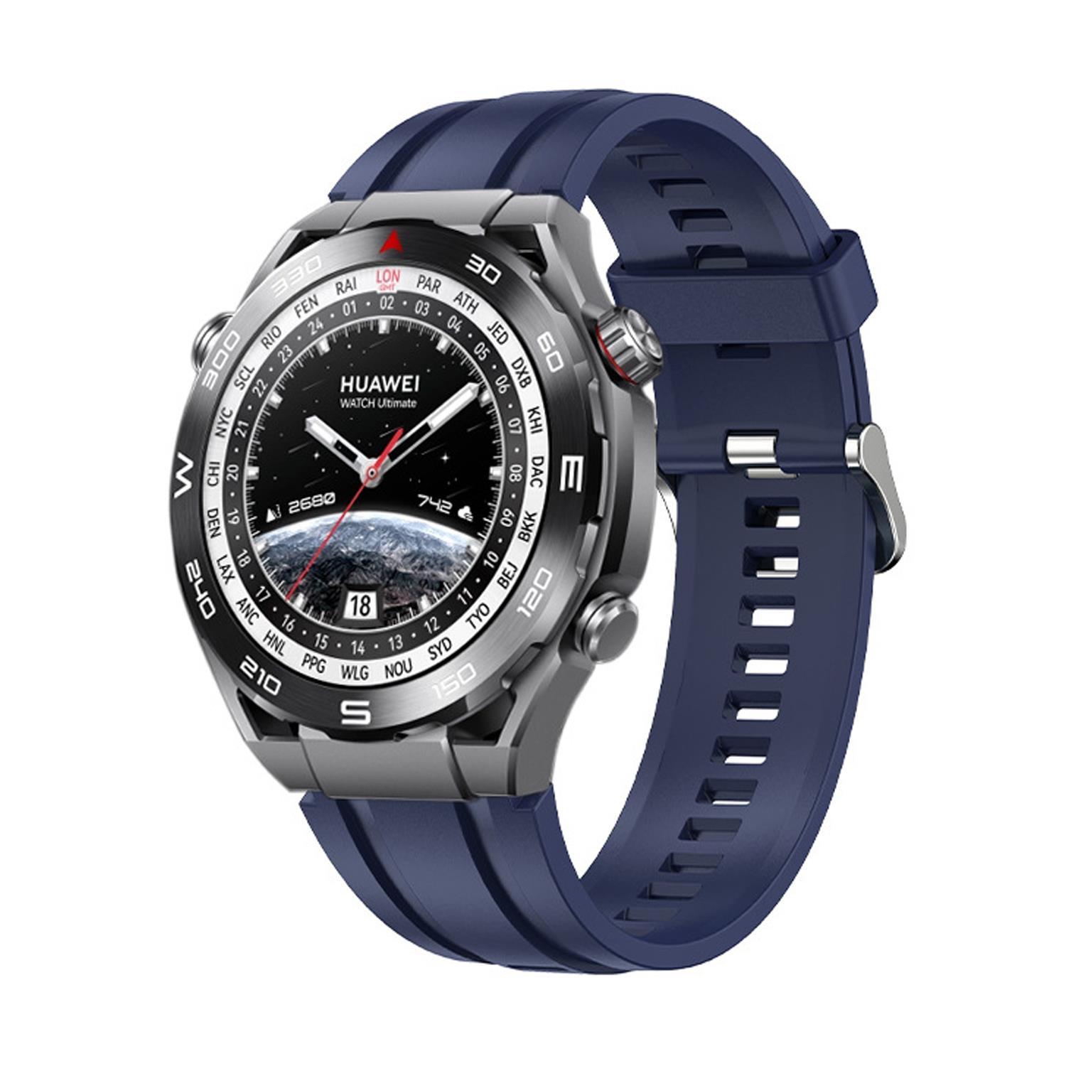 Microsonic Huawei Watch Ultimate 2 Kordon, Silicone Sport Band Lacivert