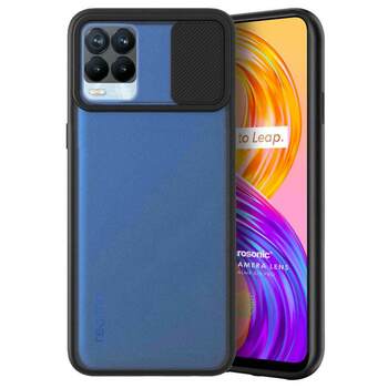 Microsonic Realme 8 Kılıf Slide Camera Lens Protection Siyah