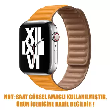 Microsonic Apple Watch Ultra 2 Kordon Leather Link Band Turuncu