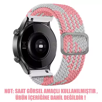Microsonic Huawei Watch 5 46mm Kordon Braided Loop Band Pembe Beyaz