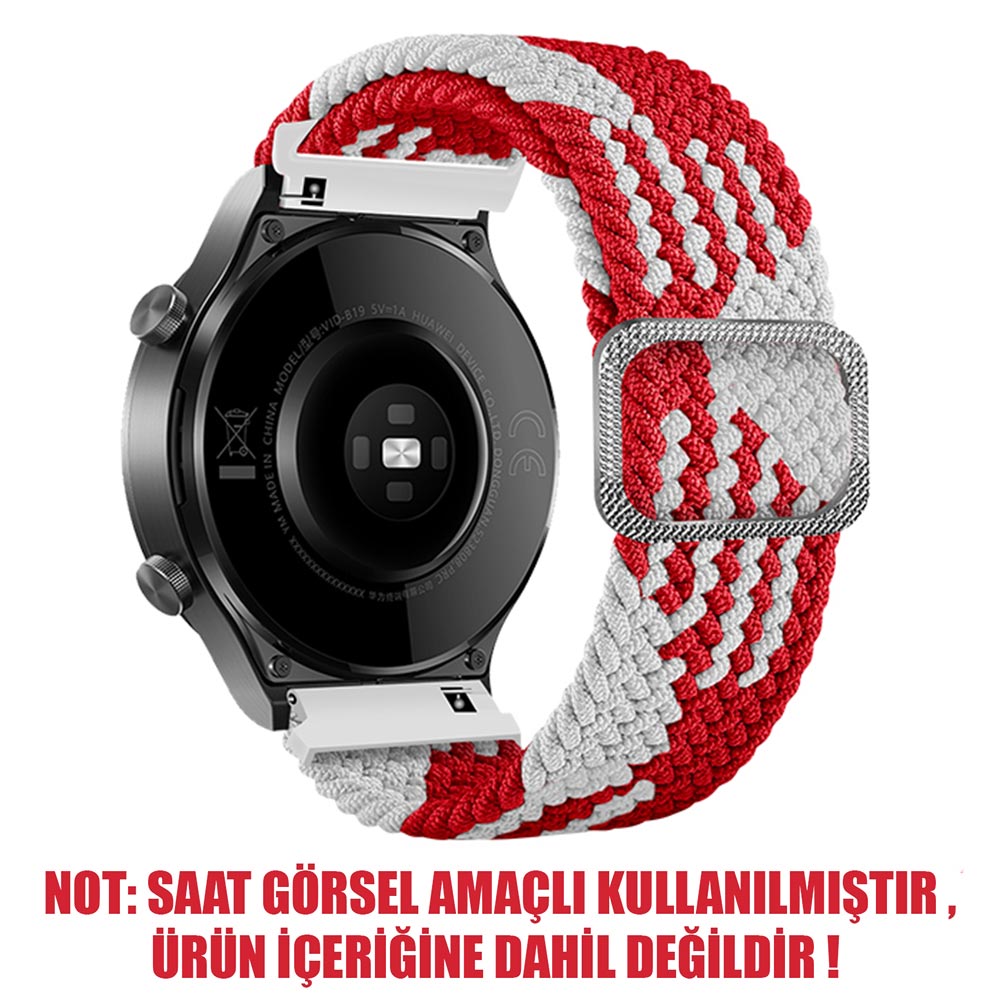Microsonic Huawei Watch Ultimate 2 Kordon Braided Loop Band Kırmızı Beyaz