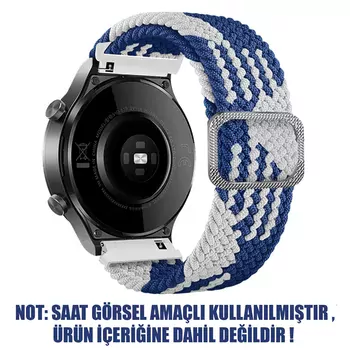 Microsonic Huawei Watch 5 46mm Kordon Braided Loop Band Mavi Beyaz