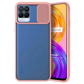 Microsonic Realme 8 Kılıf Slide Camera Lens Protection Pembe