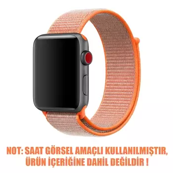 Microsonic Apple Watch Series 8 41mm Hasırlı Kordon Woven Sport Loop Turuncu