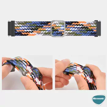 Microsonic Huawei Watch 5 46mm Kordon Braided Loop Band Kırmızı Beyaz