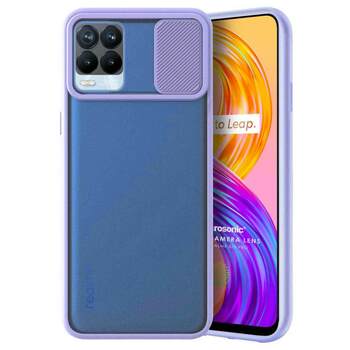 Microsonic Realme 8 Kılıf Slide Camera Lens Protection Lila