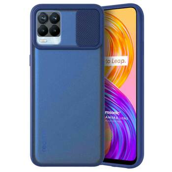 Microsonic Realme 8 Kılıf Slide Camera Lens Protection Lacivert