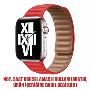 Microsonic Apple Watch Ultra 2 Kordon Leather Link Band Kırmızı