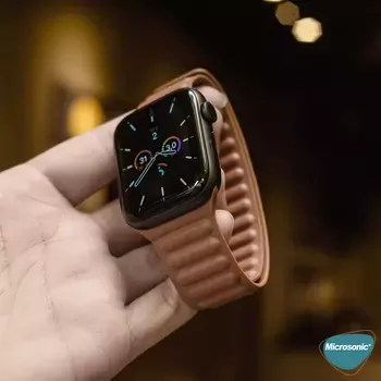 Microsonic Apple Watch Ultra 2 Kordon Leather Link Band Kırmızı