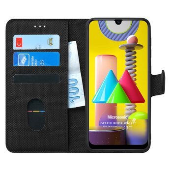 Microsonic Samsung Galaxy M31 Kılıf Fabric Book Wallet Siyah