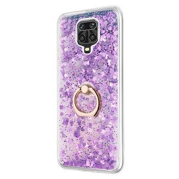 Microsonic Xiaomi Redmi Note 9S Kılıf Glitter Liquid Holder Mor