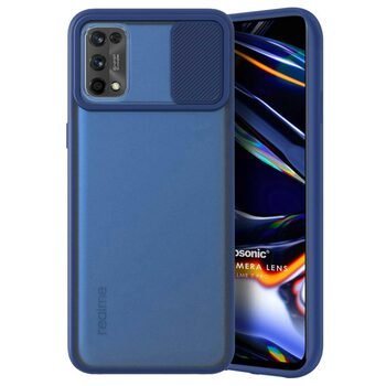 Microsonic Realme 7 Pro Kılıf Slide Camera Lens Protection Lacivert