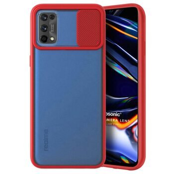 Microsonic Realme 7 Pro Kılıf Slide Camera Lens Protection Kırmızı