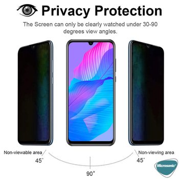 Microsonic Huawei Y8P Invisible Privacy Kavisli Ekran Koruyucu Siyah