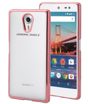 Microsonic General Mobile Android One 4G Kılıf Skyfall Transparent Clear Rose Gold