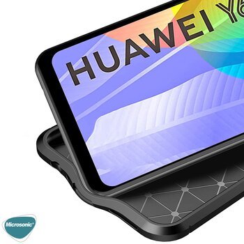 Microsonic Huawei Y6P Kılıf Deri Dokulu Silikon Kırmızı