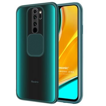 Microsonic Xiaomi Redmi 9 Kılıf Slide Camera Lens Protection Koyu Yeşil