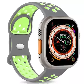 Microsonic Apple Watch SE 3 44mm Kordon Rainbow Band Gri Yeşil