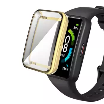 Microsonic Huawei Band 6 Kılıf 360 Full Round Soft Silicone Gold