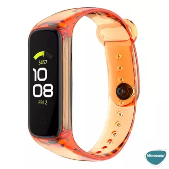 Microsonic Samsung Galaxy Fit 2 R220 Kordon Transparent Clear Band Turuncu