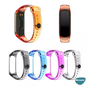 Microsonic Samsung Galaxy Fit 2 R220 Kordon Transparent Clear Band Turuncu