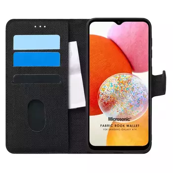 Microsonic Samsung Galaxy A14 Kılıf Fabric Book Wallet Siyah