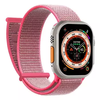 Microsonic Apple Watch SE 3 44mm Hasırlı Kordon Woven Pembe