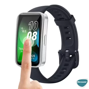 Microsonic Huawei Band 8 Kılıf 360 Full Round Soft Silicone Gümüş