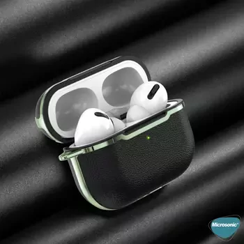 Microsonic AirPods Pro 2.Nesil Kılıf Lüx Deri Görünümlü Yeşil