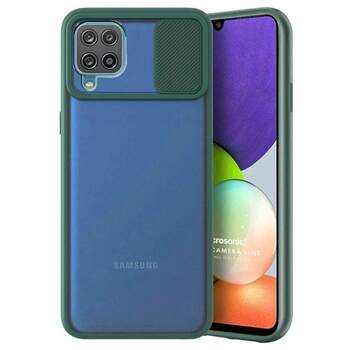 Microsonic Samsung Galaxy A22 4G Kılıf Slide Camera Lens Protection Koyu Yeşil