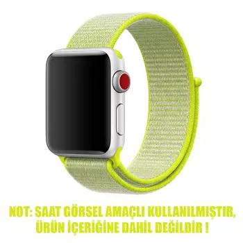 Microsonic Apple Watch SE 2022 44mm Hasırlı Kordon Woven Sport Loop Sarı