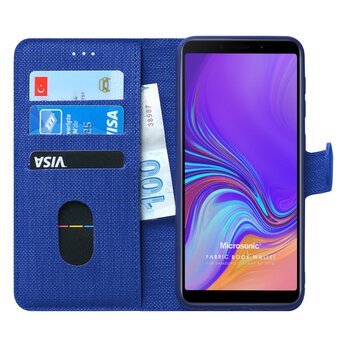 Microsonic Samsung Galaxy A9 2018 Kılıf Fabric Book Wallet Lacivert