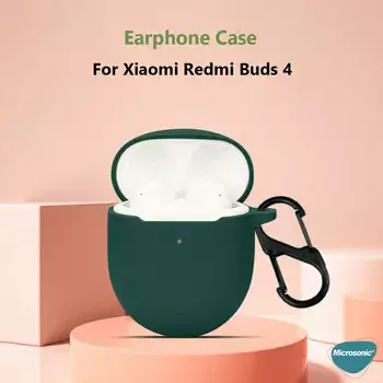 Microsonic Xiaomi Redmi Buds 4 Kılıf Askılı Mat Silikon Siyah