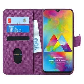 Microsonic Samsung Galaxy M20 Kılıf Fabric Book Wallet Mor