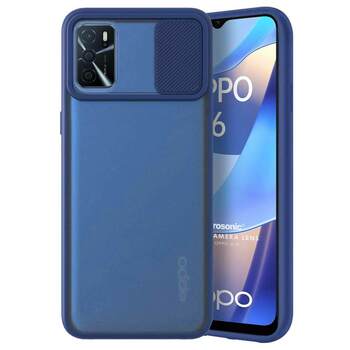 Microsonic Oppo A16 Kılıf Slide Camera Lens Protection Lacivert