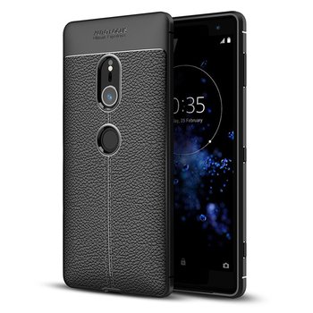 Microsonic Sony Xperia XZ2 Kılıf Deri Dokulu Silikon Siyah