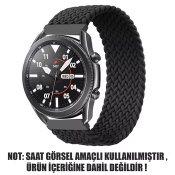 Microsonic Huawei Watch 5 46mm Kordon, (Medium Size, 155mm) Braided Solo Loop Band Siyah
