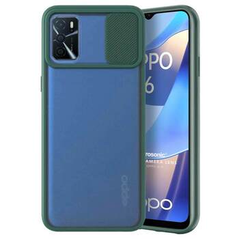 Microsonic Oppo A16 Kılıf Slide Camera Lens Protection Koyu Yeşil