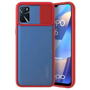 Microsonic Oppo A16 Kılıf Slide Camera Lens Protection Kırmızı