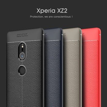 Microsonic Sony Xperia XZ2 Kılıf Deri Dokulu Silikon Kırmızı