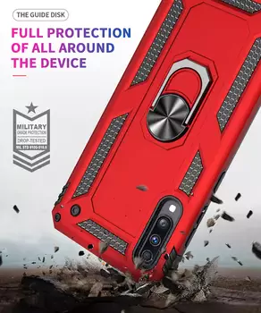 Microsonic Samsung Galaxy A50 Kılıf Military Ring Holder Gümüş