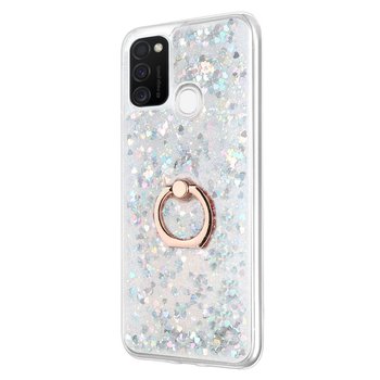 Microsonic Samsung Galaxy M30s Kılıf Glitter Liquid Holder Gümüş