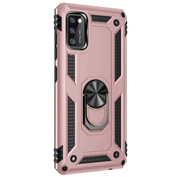 Microsonic Samsung Galaxy A41 Kılıf Military Ring Holder Rose Gold