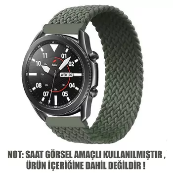 Microsonic Huawei Watch 5 46mm Kordon, (Small Size, 135mm) Braided Solo Loop Band Koyu Yeşil