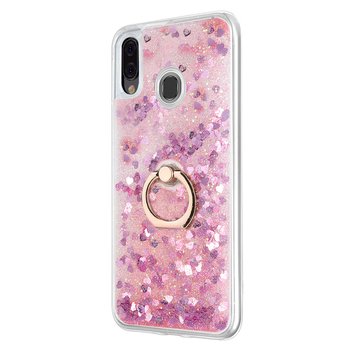 Microsonic Samsung Galaxy M20 Kılıf Glitter Liquid Holder Pembe