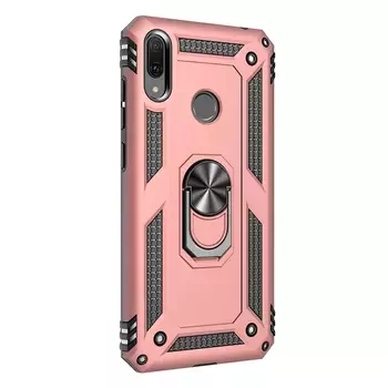 Microsonic Huawei Y7 Prime 2019 Kılıf Military Ring Holder Rose Gold