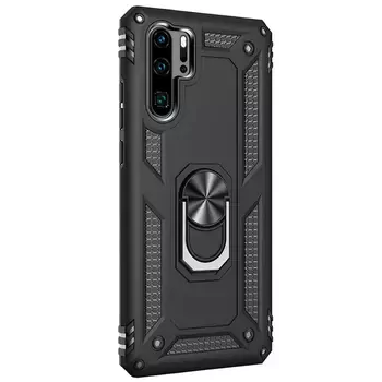 Microsonic Huawei P30 Pro Kılıf Military Ring Holder Siyah