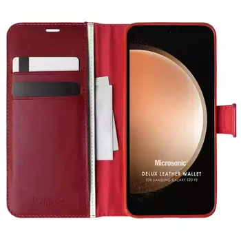 Microsonic Samsung Galaxy S23 FE Kılıf Delux Leather Wallet Kırmızı