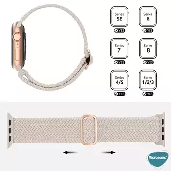 Microsonic Apple Watch Series 8 45mm Kordon Braided Loop Band Yeşil