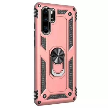 Microsonic Huawei P30 Pro Kılıf Military Ring Holder Rose Gold